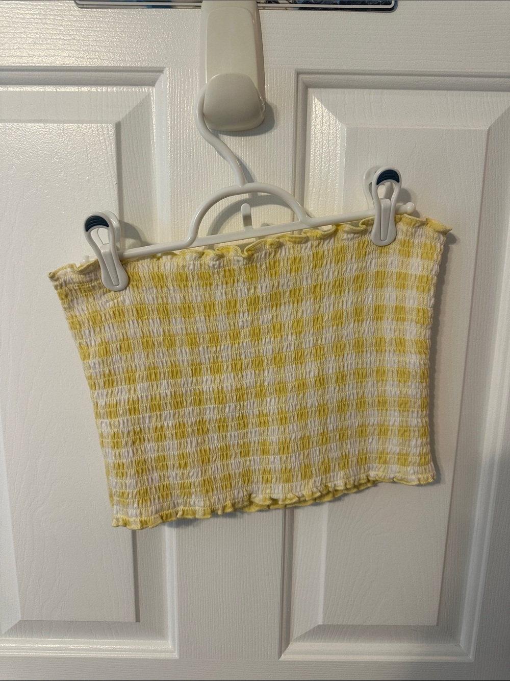 Hollister Yellow Gingham Smocked Tube Top